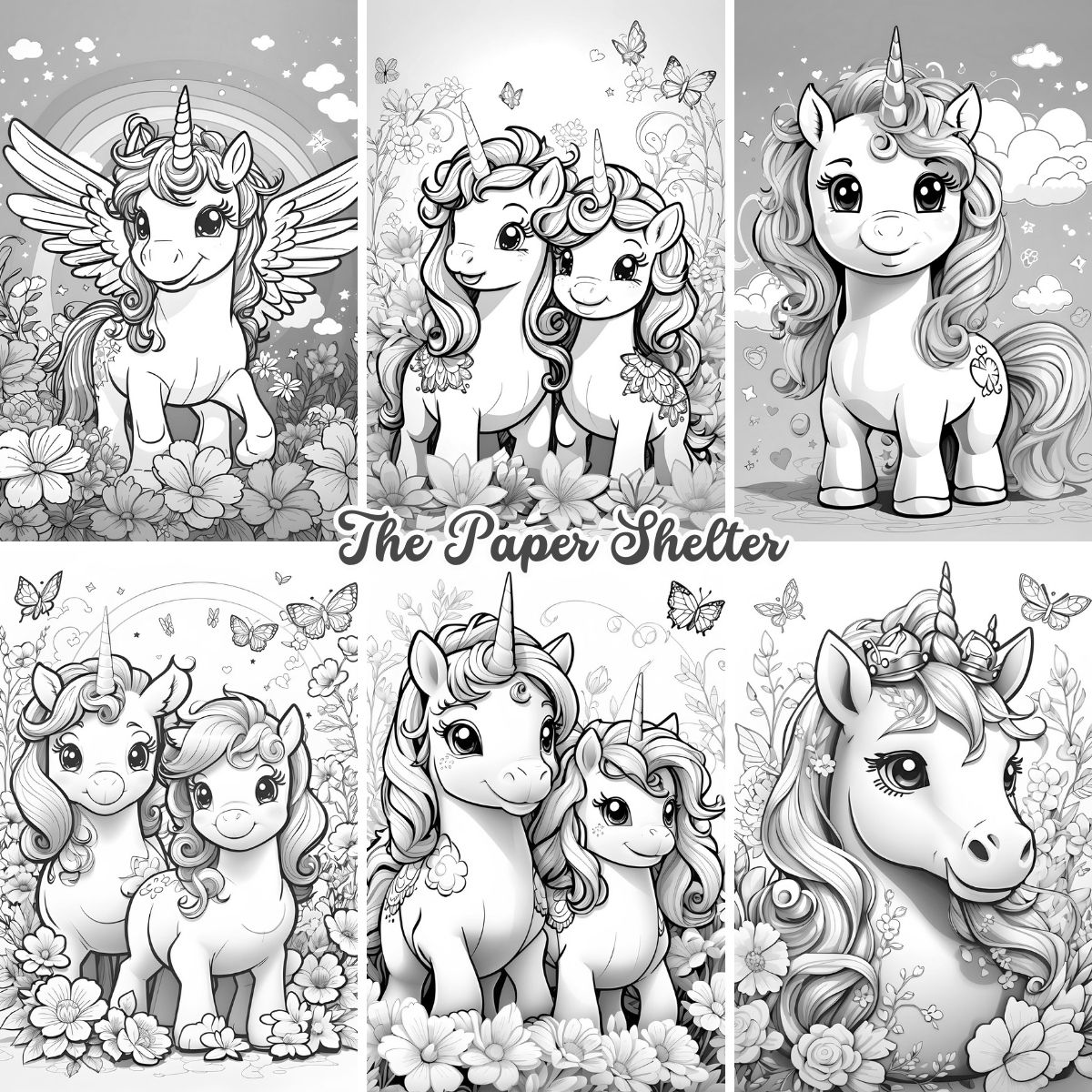 Baby Unicorns - Digital Coloring Book - Click Image to Close