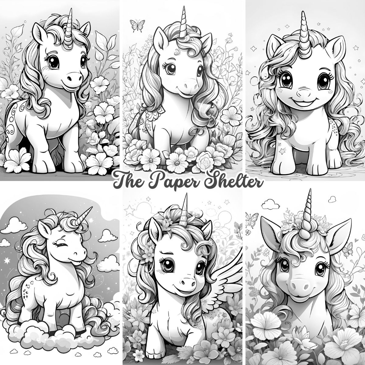 Baby Unicorns - Digital Coloring Book - Click Image to Close