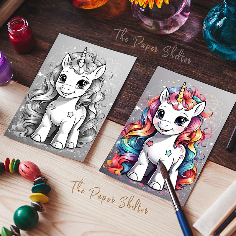 Baby Unicorns - Digital Coloring Book