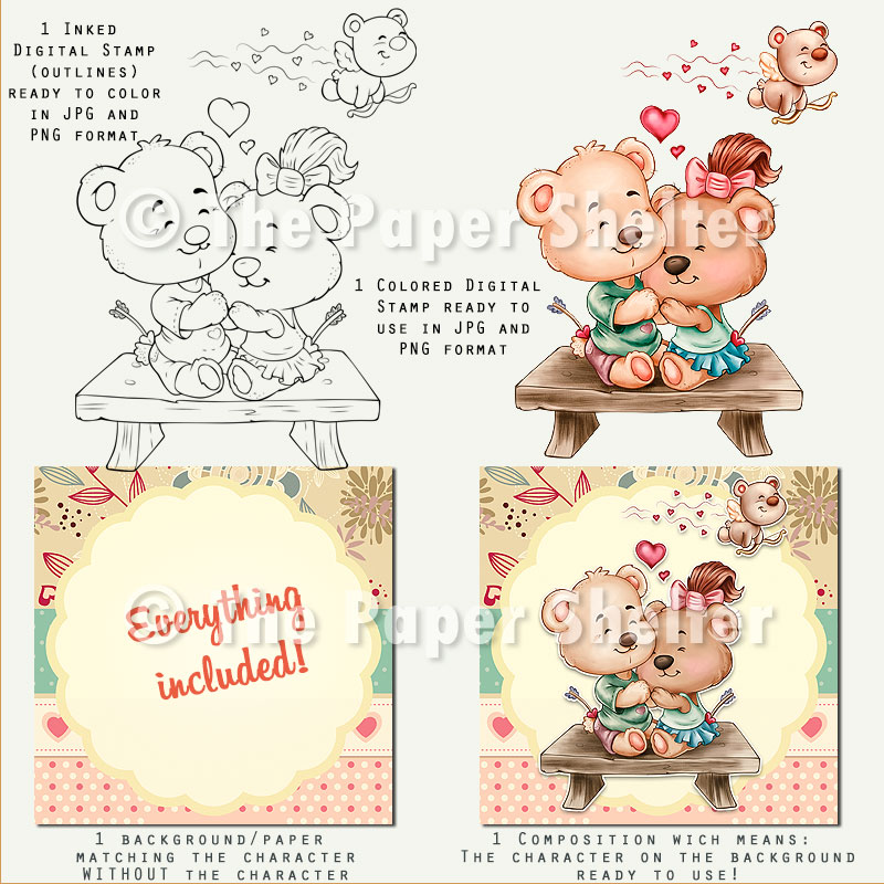 Bear Hug - Digital Stamp - Click Image to Close