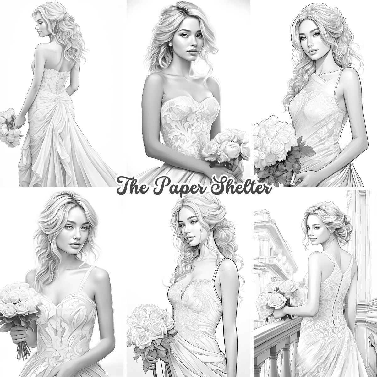 Beautiful Brides - Digital Coloring Book - Click Image to Close