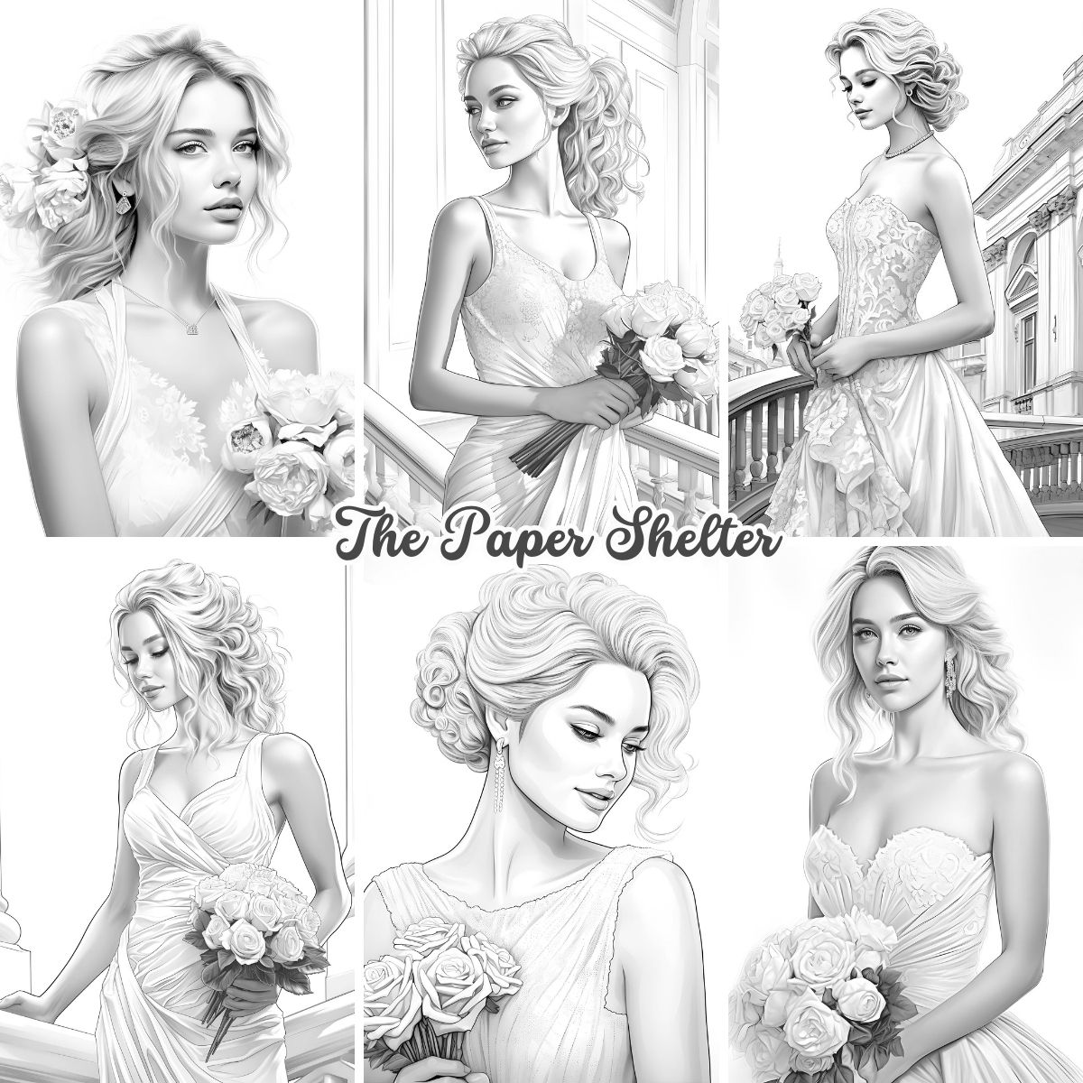 Beautiful Brides - Digital Coloring Book - Click Image to Close