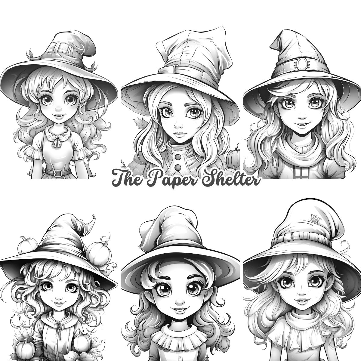 Boo-tiful Little Witches - Digital Coloring Book - Click Image to Close