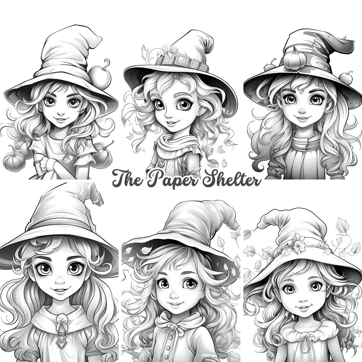Boo-tiful Little Witches - Digital Coloring Book