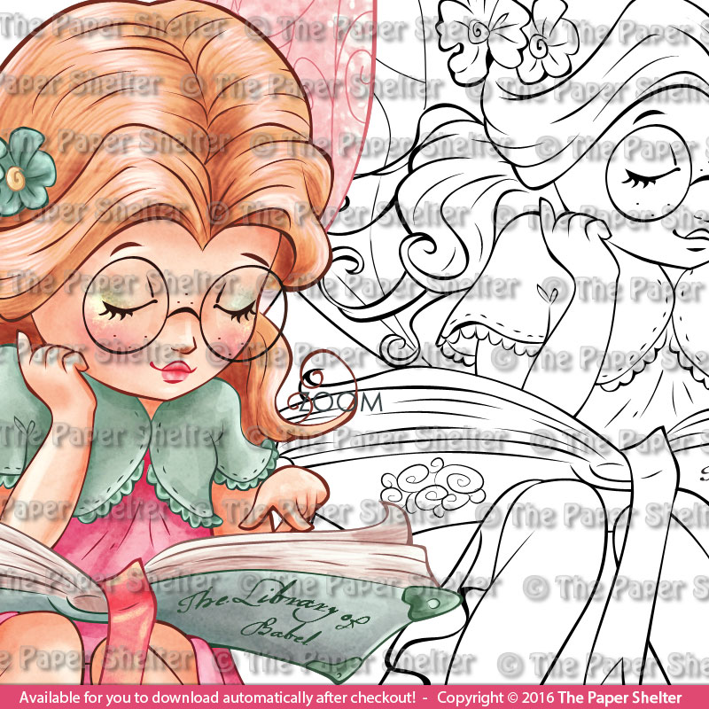 Bookworm Fairy - Digital Stamp