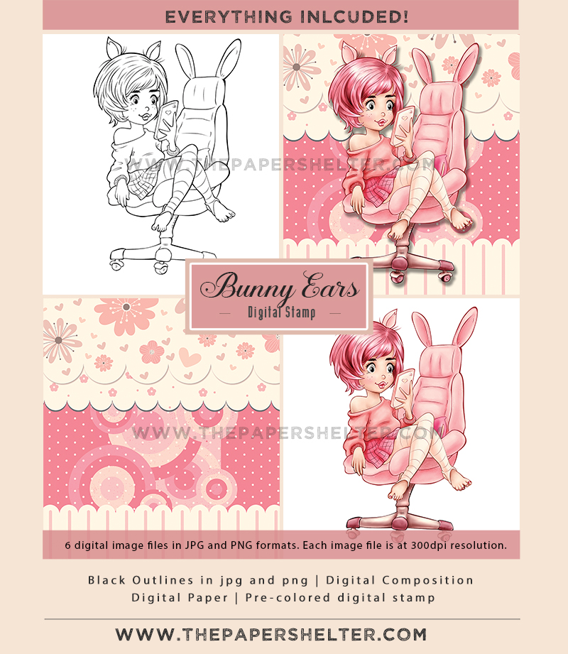 Bunny Ears - Digital Stamp