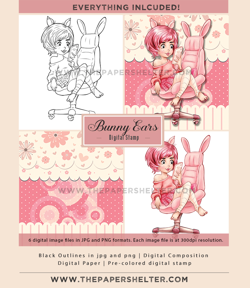 Bunny Ears - Digital Stamp - Click Image to Close