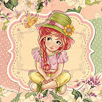 Charming Spring Girl - Digital Stamp - Click Image to Close