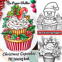 Christmas Cupcake - Digital Coloring Book