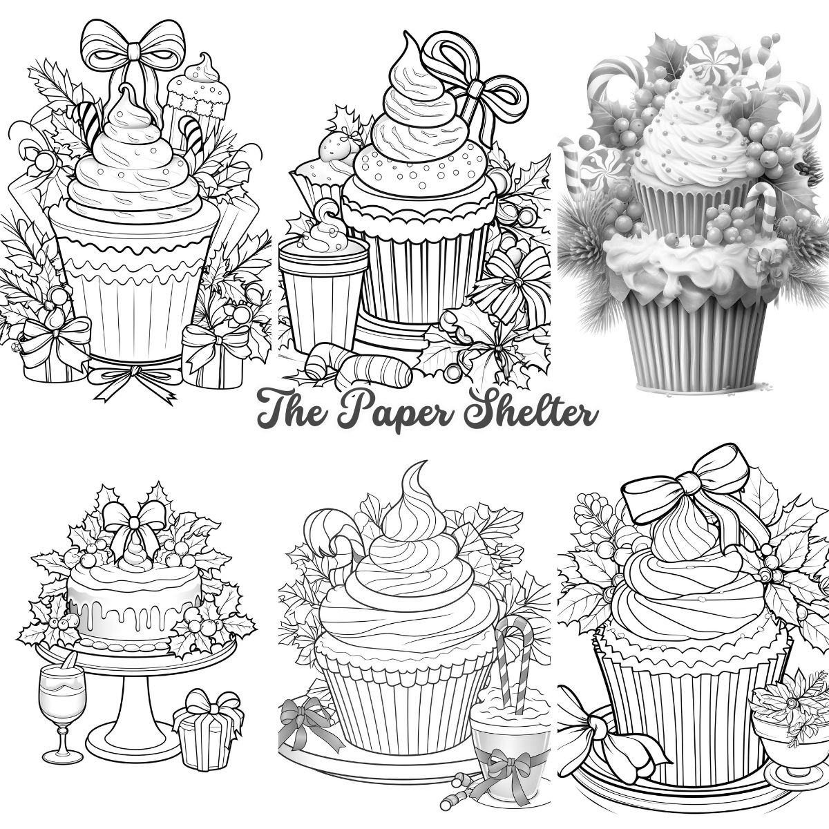 Christmas Cupcake - Digital Coloring Book