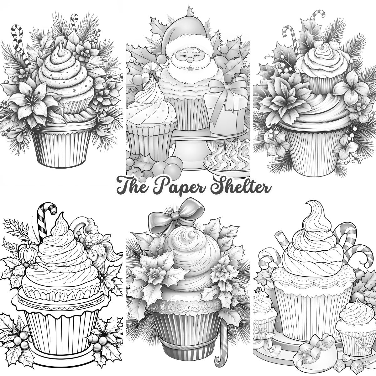 Christmas Cupcake - Digital Coloring Book