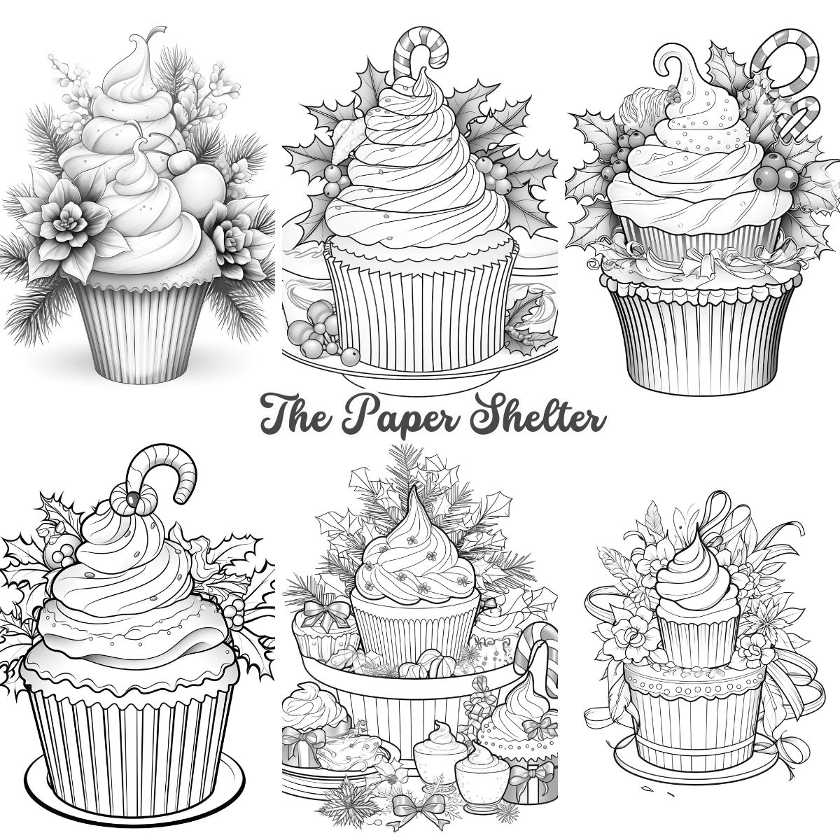 Christmas Cupcake - Digital Coloring Book - Click Image to Close