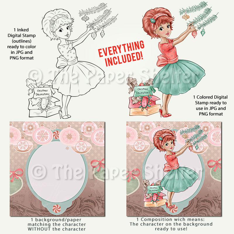 Christmas Decorations - Digital Stamp - Click Image to Close