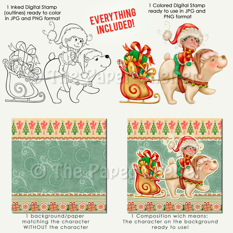 Christmas Elf - Digital Stamp - Click Image to Close