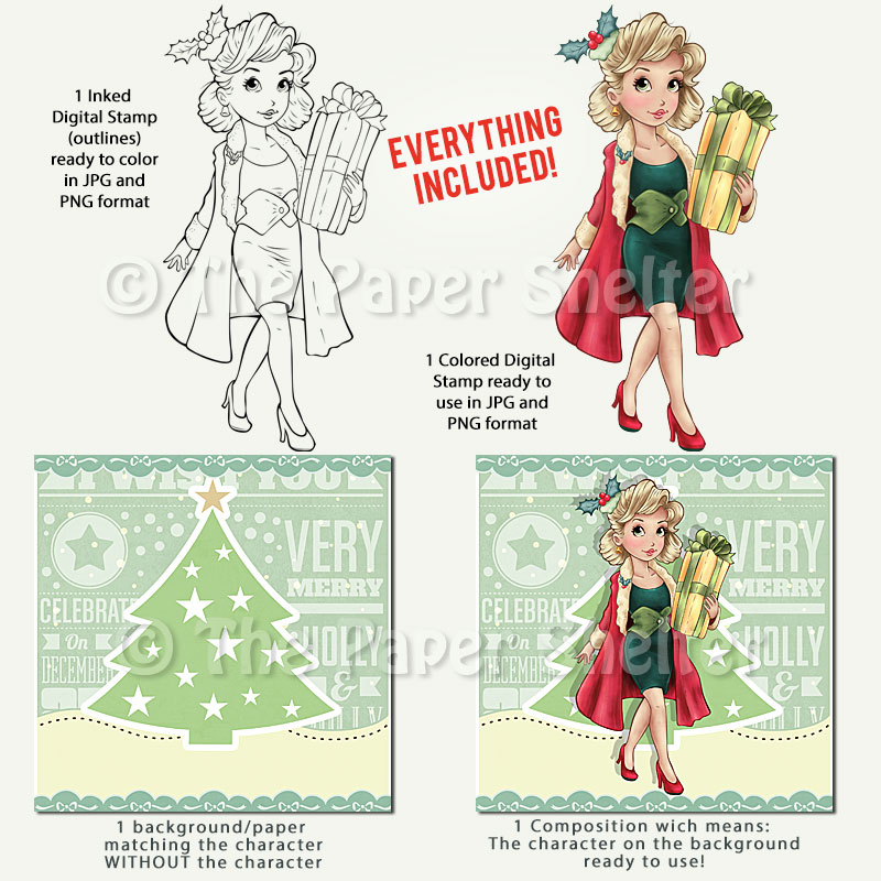 Christmas Shopping - Digital Stamp