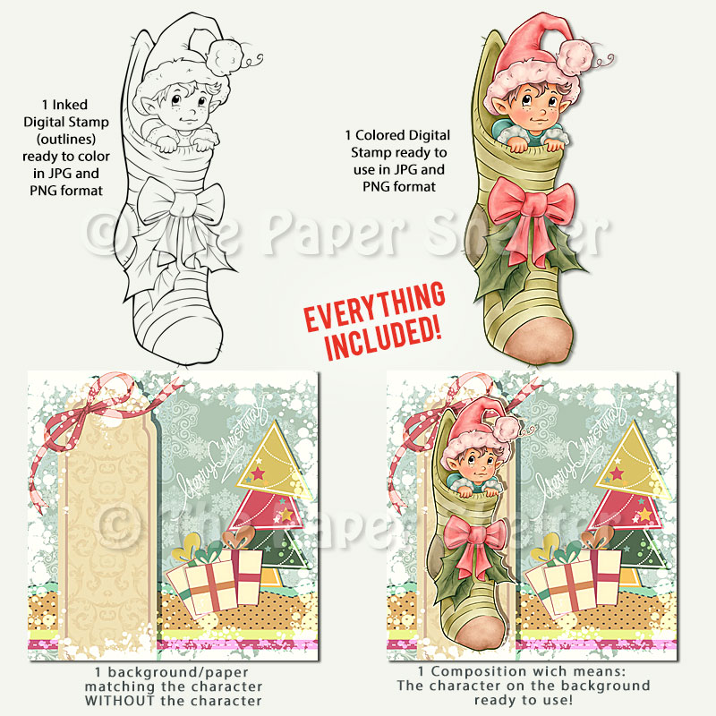Christmas Stocking - Digital Stamp - Click Image to Close