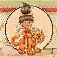 Cute Cave Girl - Digital Stamp