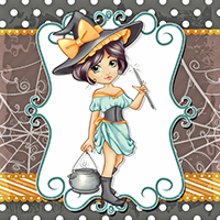 Cute Witch - Digital Stamp