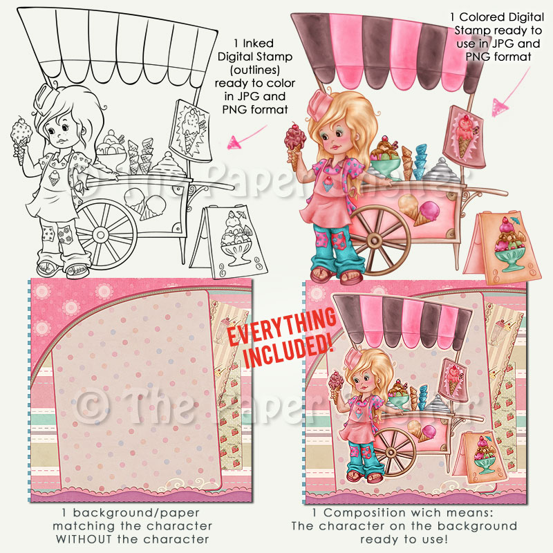 Cutest Ice Cream Cart - Digital Stamp - Click Image to Close