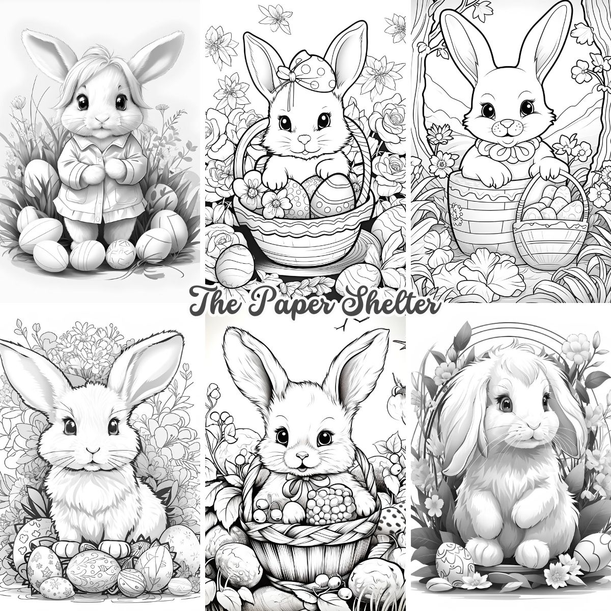 Easter Bunnies - Digital Coloring Book - Click Image to Close