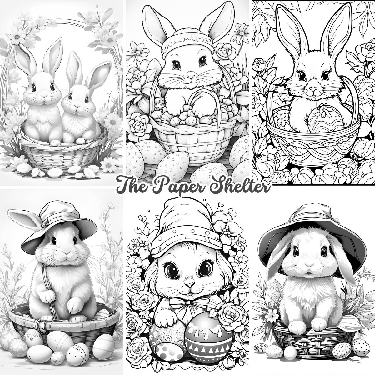 Easter Bunnies - Digital Coloring Book - Click Image to Close