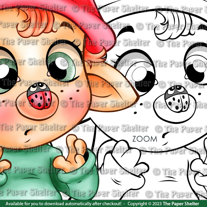 Elf Nose Surprise - Digital Stamp - Click Image to Close