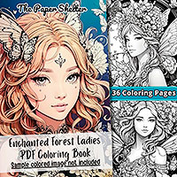 Enchanted Forest Ladies - Digital Coloring Book