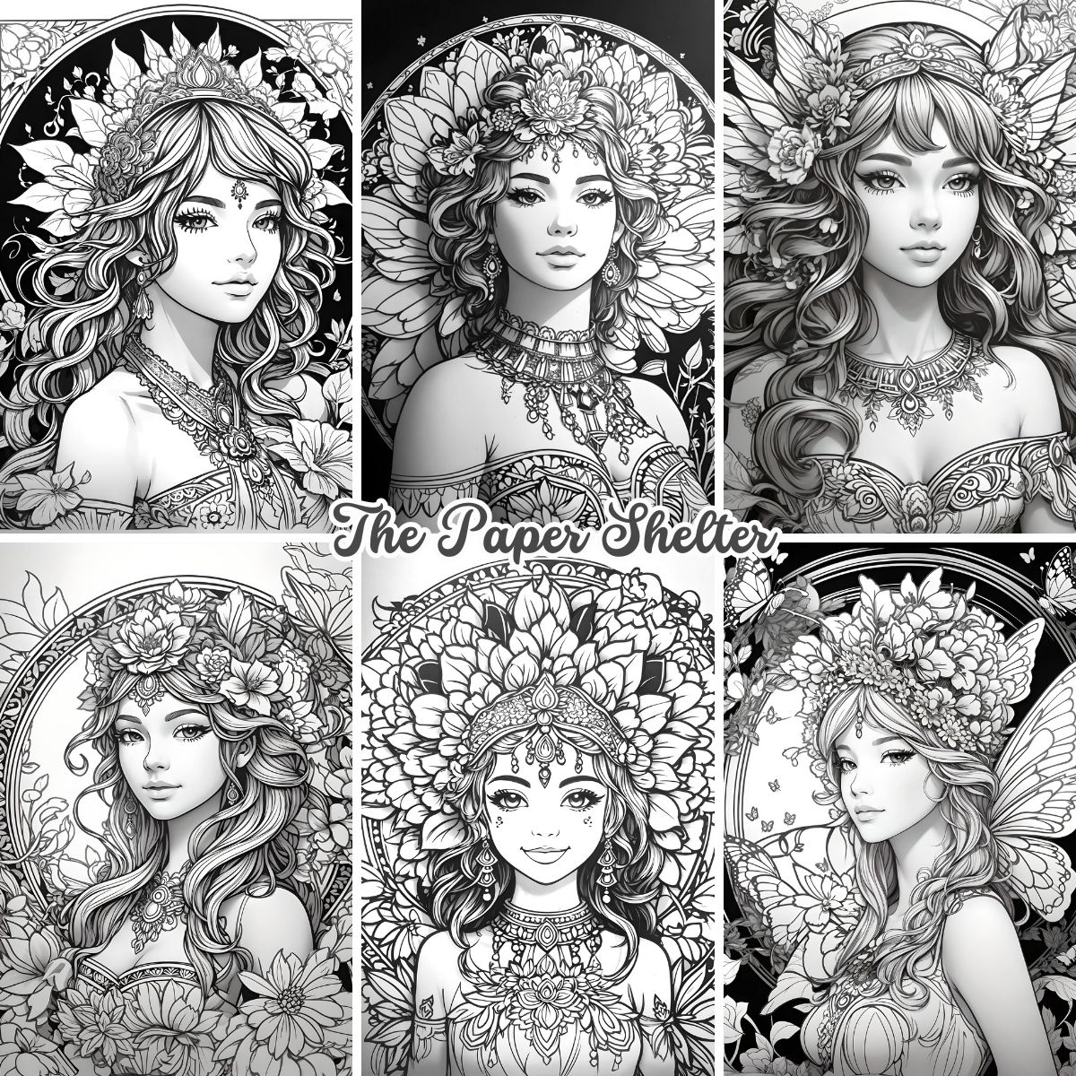 Enchanted Forest Ladies - Digital Coloring Book