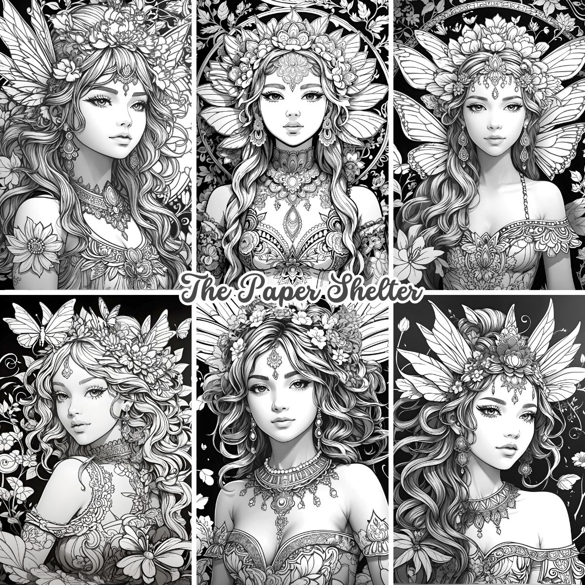 Enchanted Forest Ladies - Digital Coloring Book