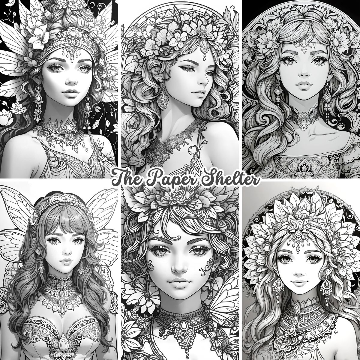 Enchanted Forest Ladies - Digital Coloring Book