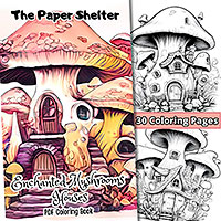 Enchanted Mushrooms Houses - Digital Coloring Book