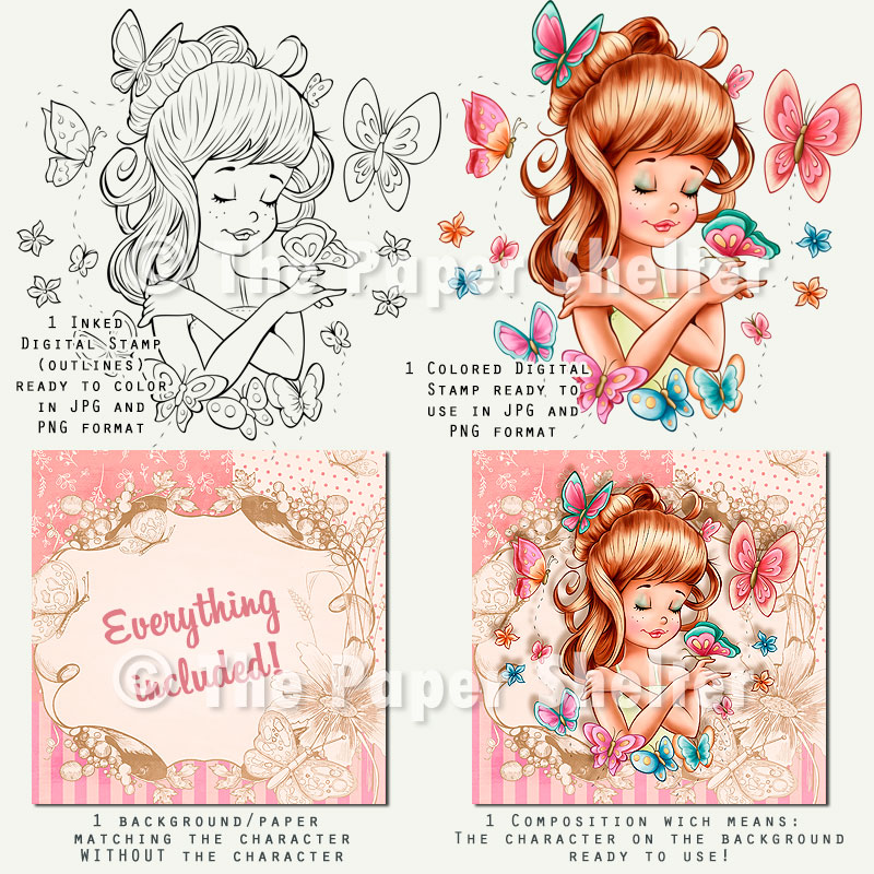 Enchanting Butterflies - Digital Stamp - Click Image to Close