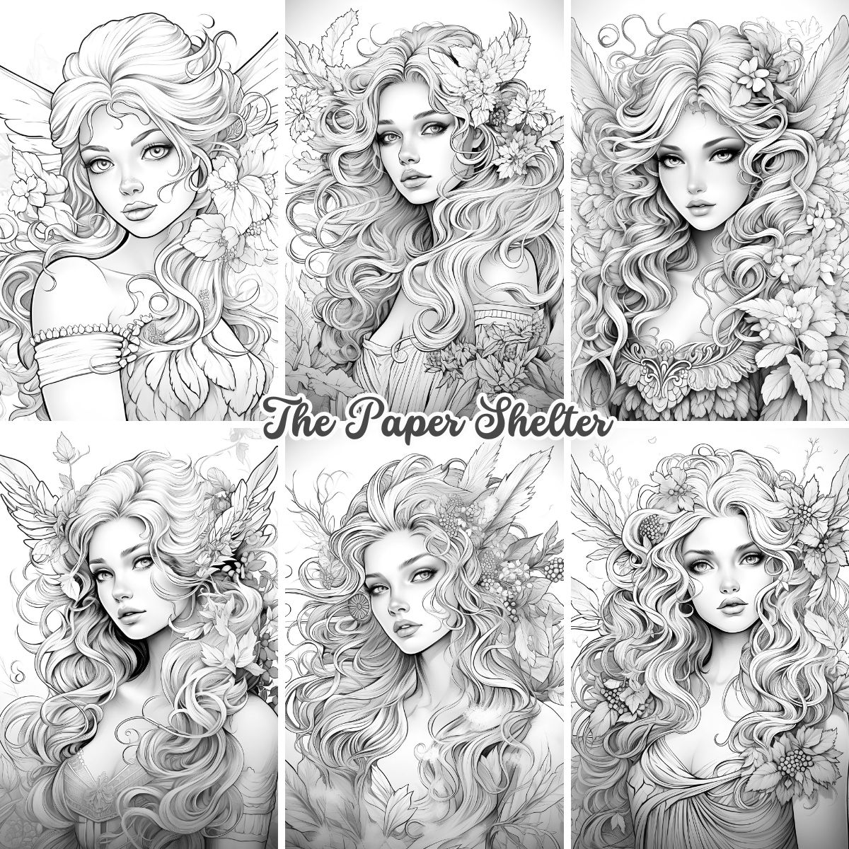 Enchanting Fae Faces - Digital Coloring Book