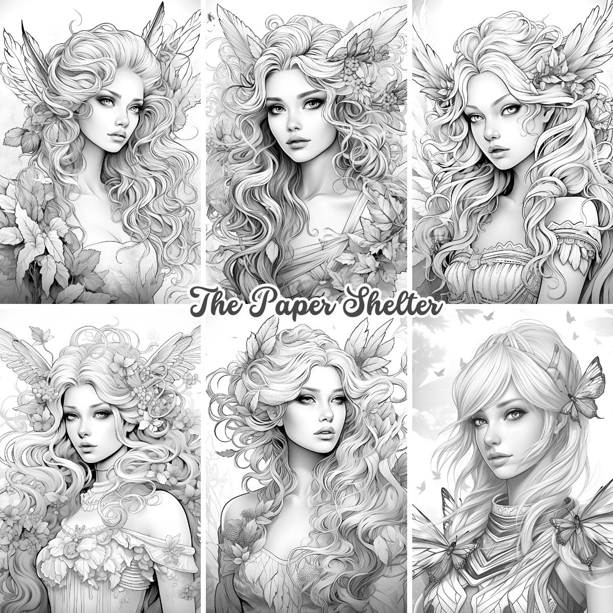 Enchanting Fae Faces - Digital Coloring Book