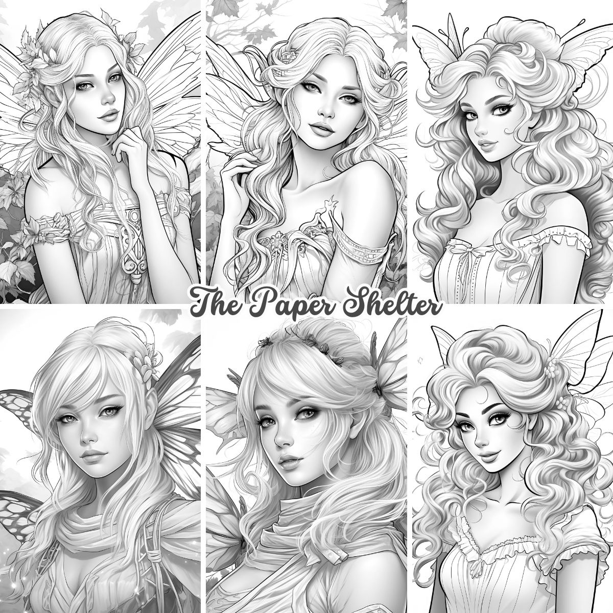 Enchanting Fae Faces - Digital Coloring Book - Click Image to Close