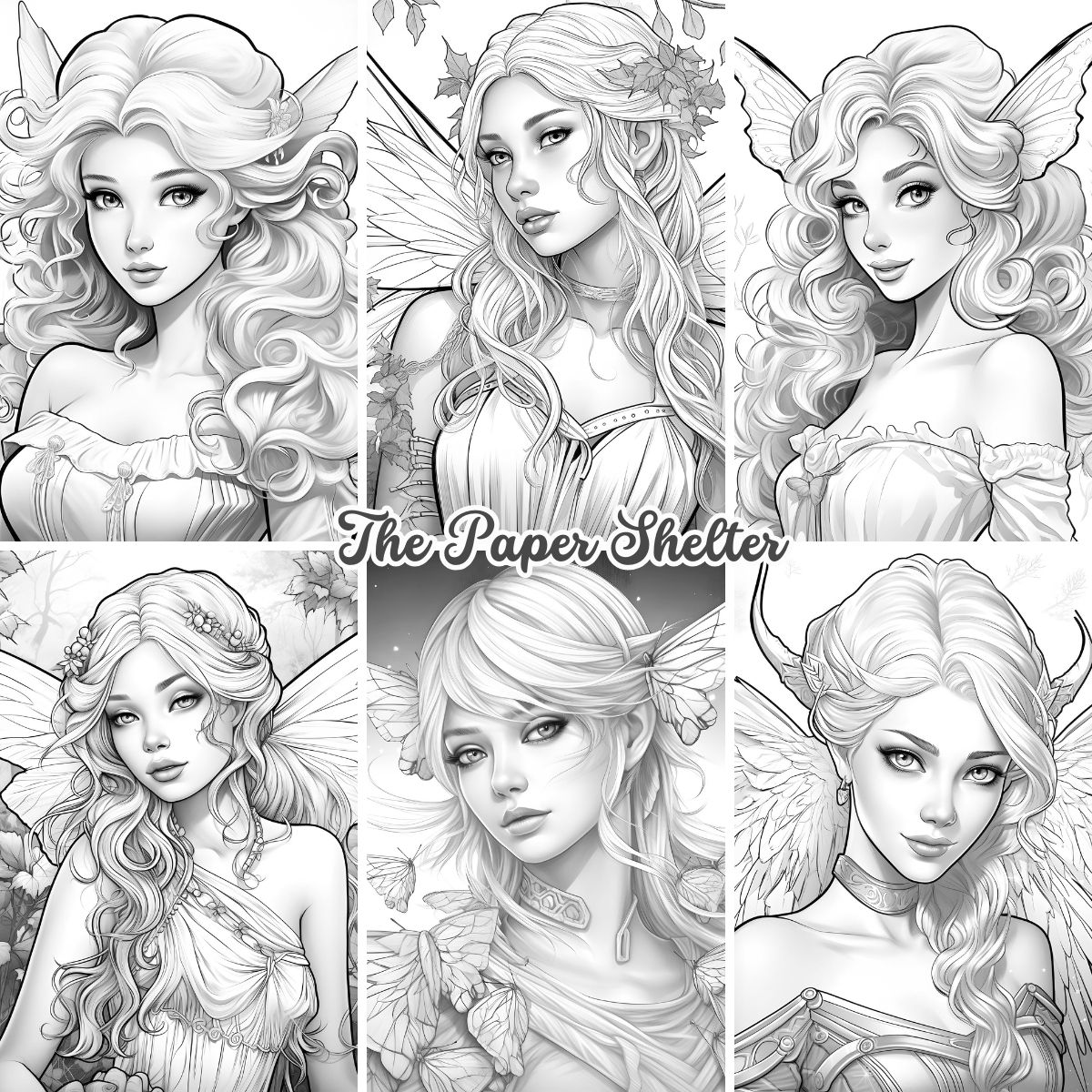 Enchanting Fae Faces - Digital Coloring Book - Click Image to Close