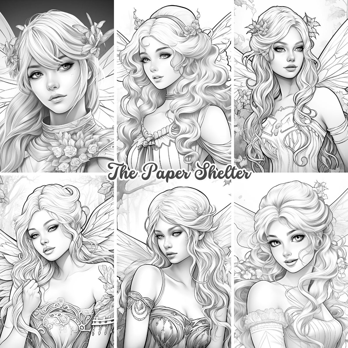 Enchanting Fae Faces - Digital Coloring Book