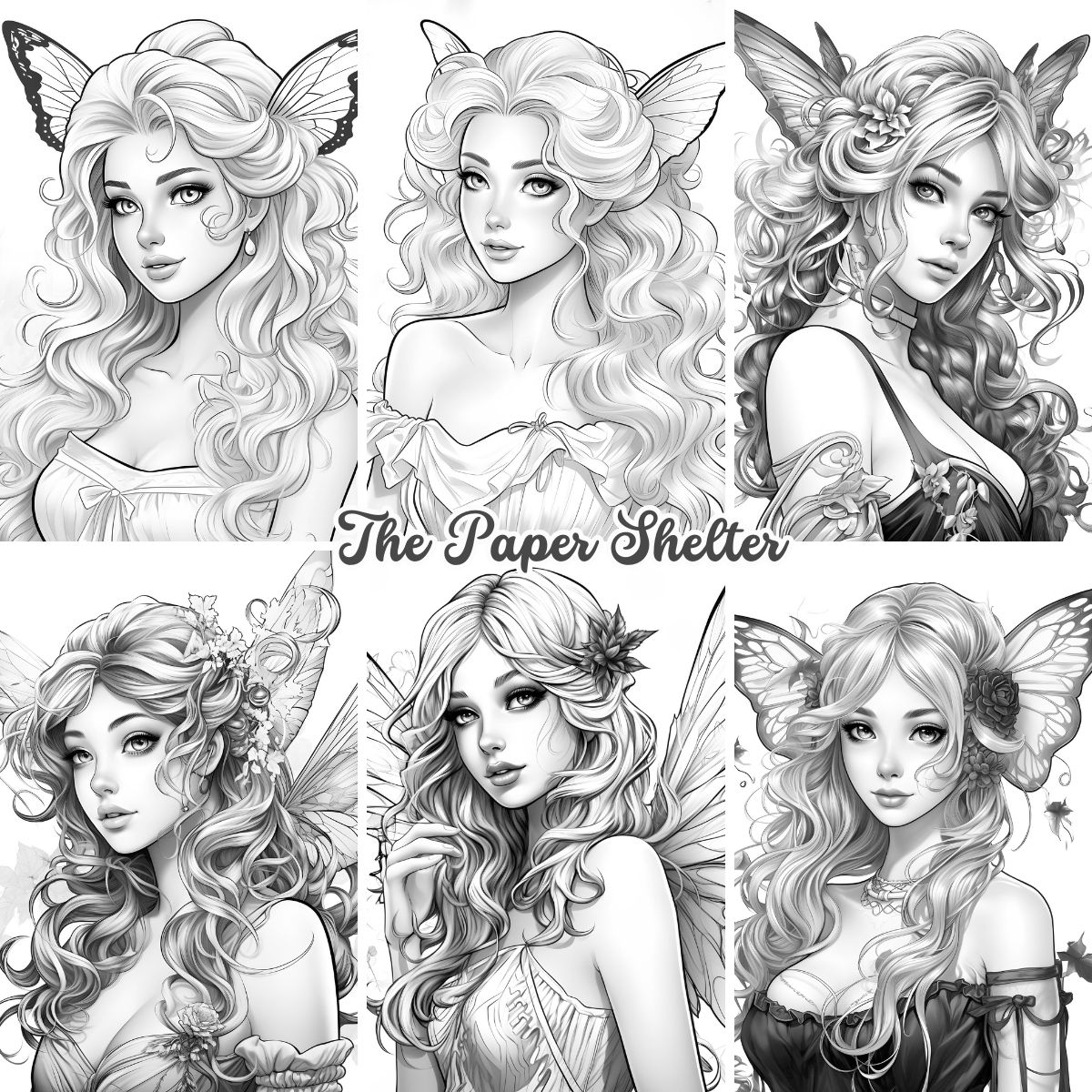 Enchanting Fae Faces - Digital Coloring Book - Click Image to Close