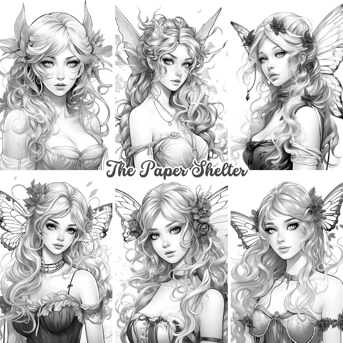 Enchanting Fae Faces - Digital Coloring Book - Click Image to Close