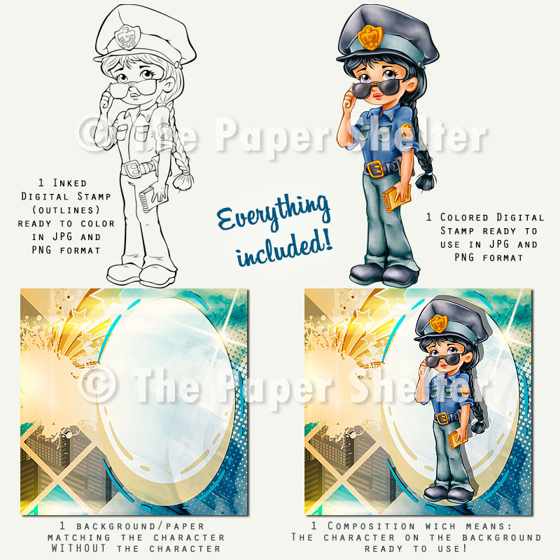 Police Officer - Female Version - Digital Stamp - Click Image to Close