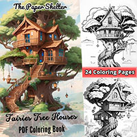 Fairies Tree Houses - Digital Coloring Book