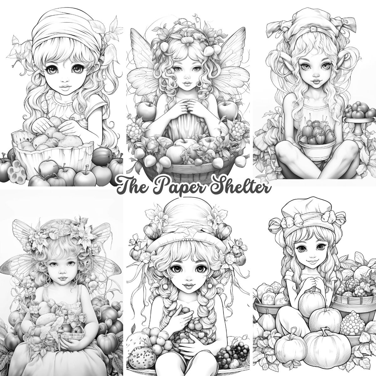 Fairy Garden Harvest - Digital Coloring Book - Click Image to Close