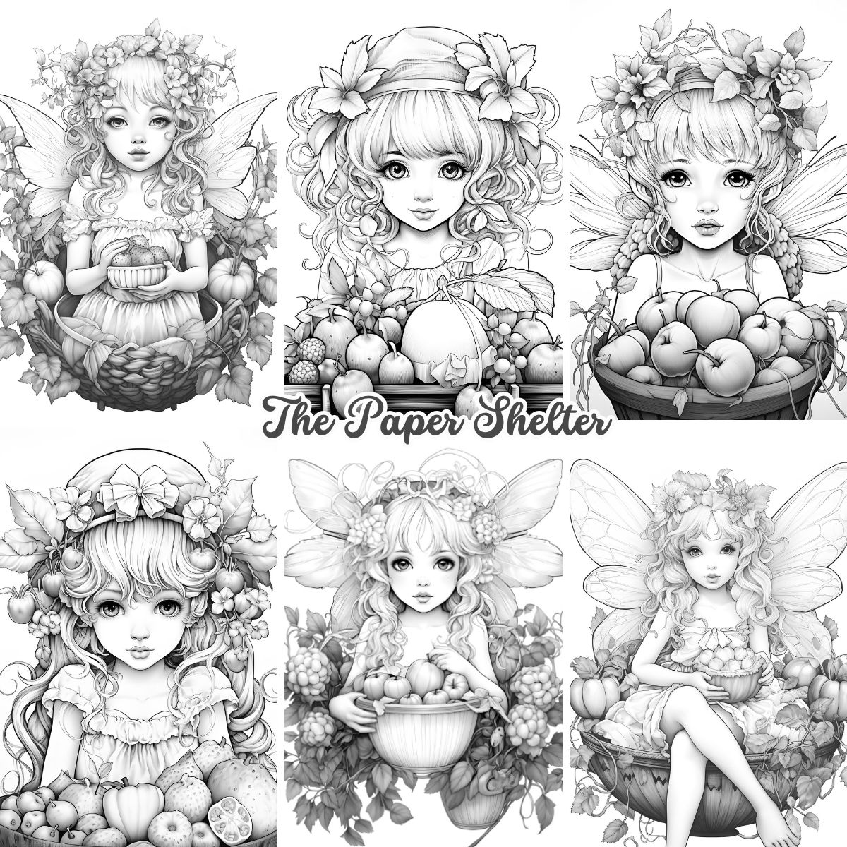 Fairy Garden Harvest - Digital Coloring Book - Click Image to Close