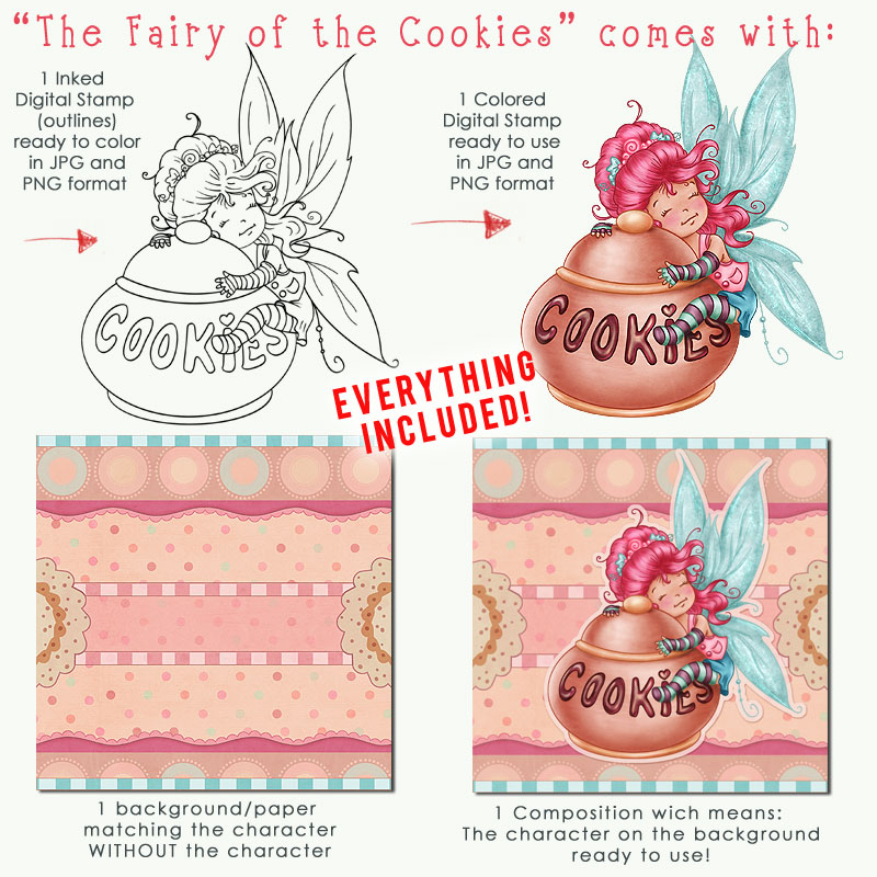 The Fairy of the Cookies - Digital Stamp - Click Image to Close