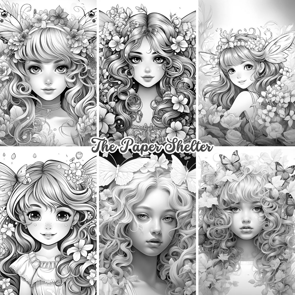 Fairy Tale Faces - Digital Coloring Book - Click Image to Close