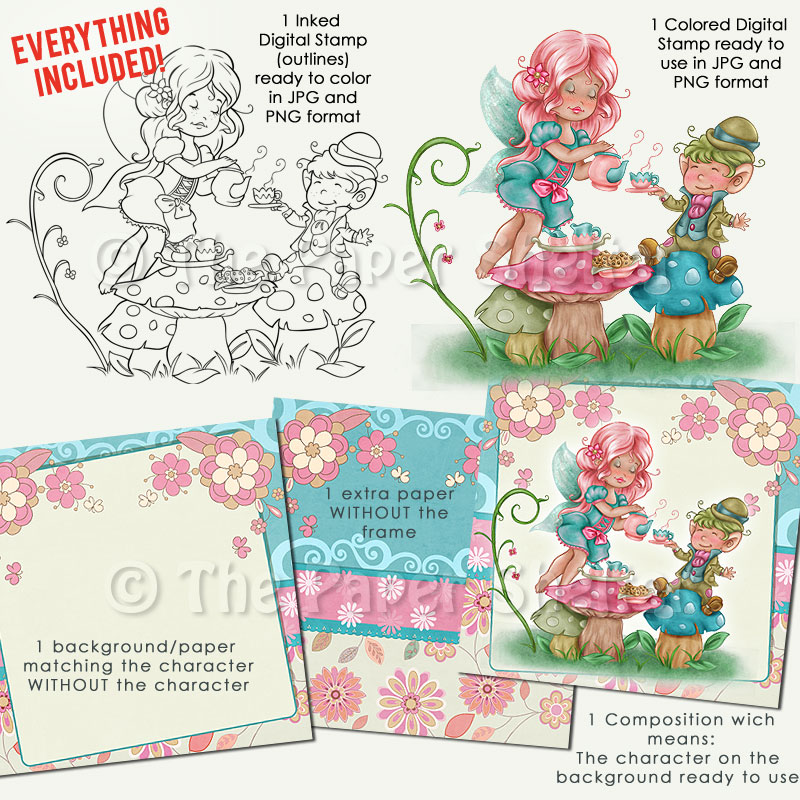 Fairy Tea Time - Digital Stamp