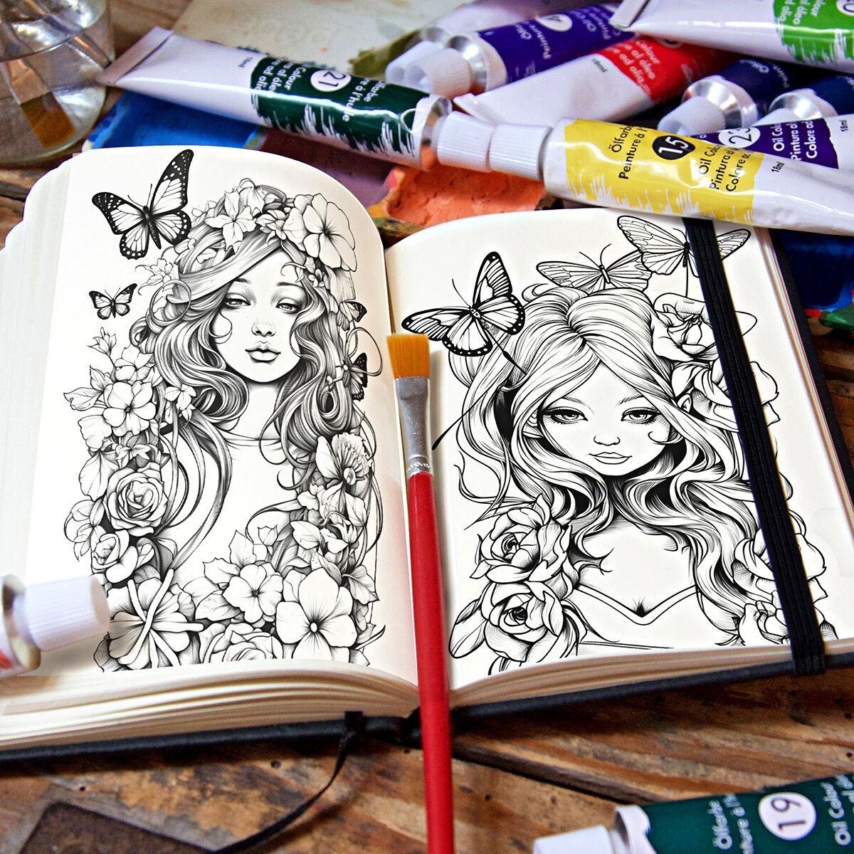 Fairytale Ladies - Digital Coloring Book - Click Image to Close