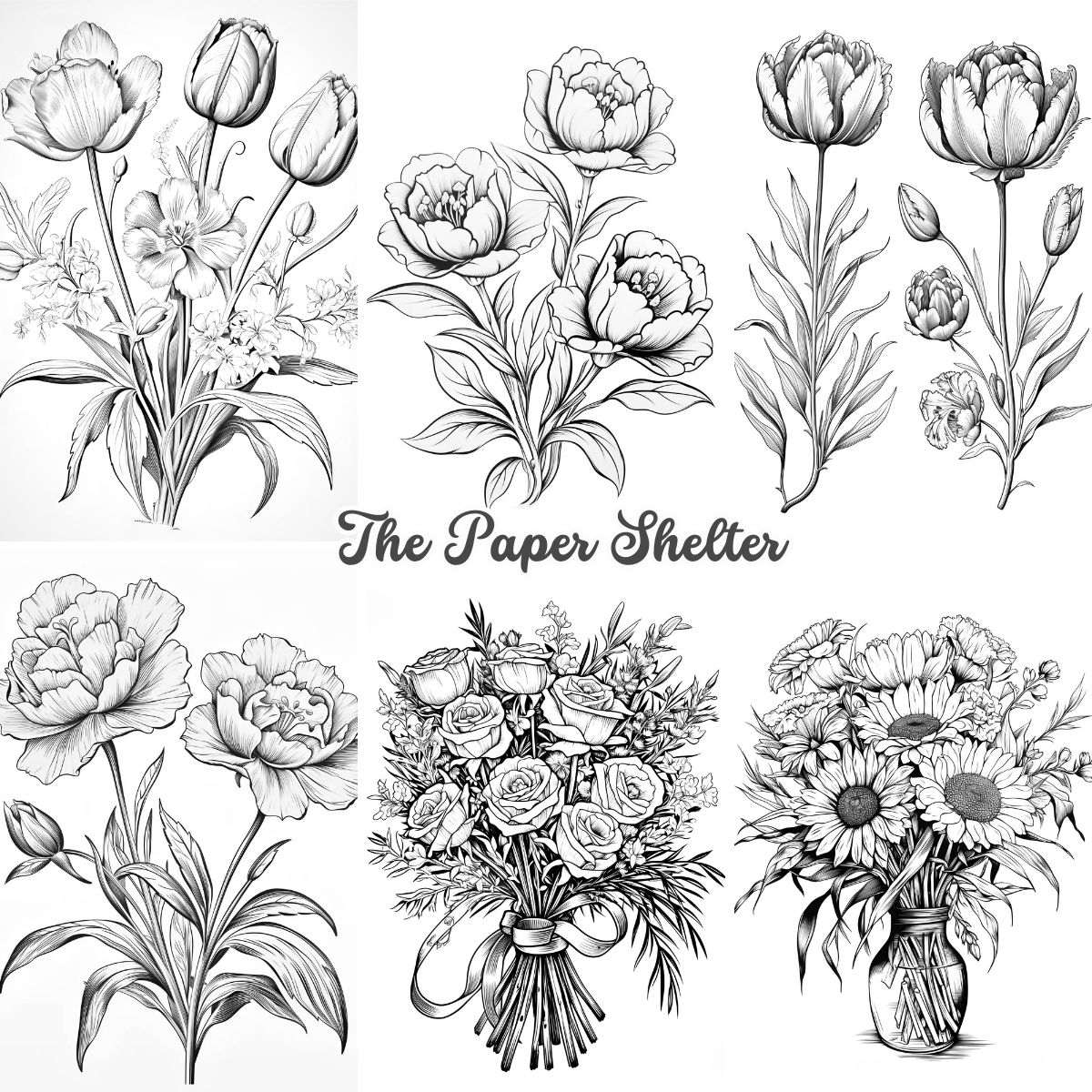 Flowers - Digital Coloring Book - Click Image to Close