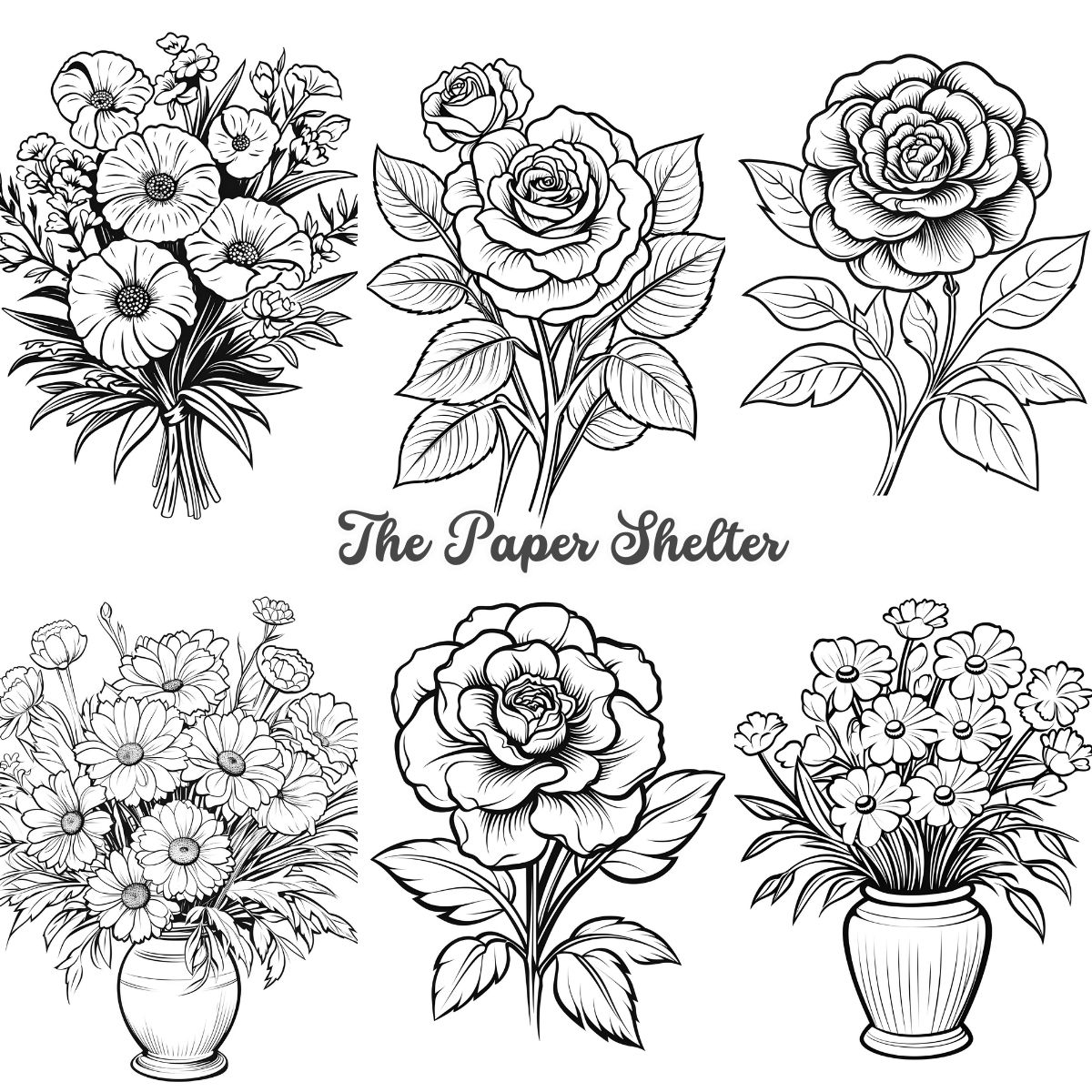 Flowers - Digital Coloring Book - Click Image to Close