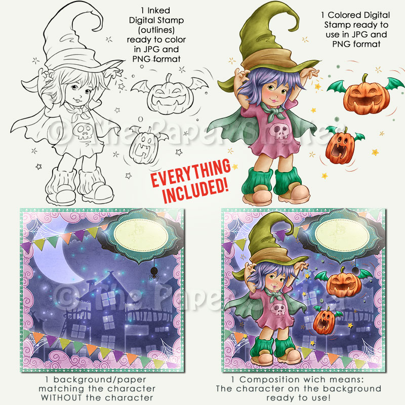 Fly Pumpkins! Fly! - Digital Stamp - Click Image to Close